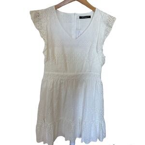 New Pretty White Eyelet Dress, Large